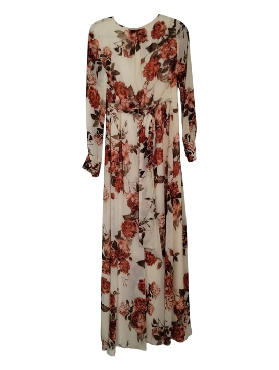 Baltic Born Lydia Maxi Floral Dress Women's Size XL Cream Orange Rust Long V - Picture 4 of 7
